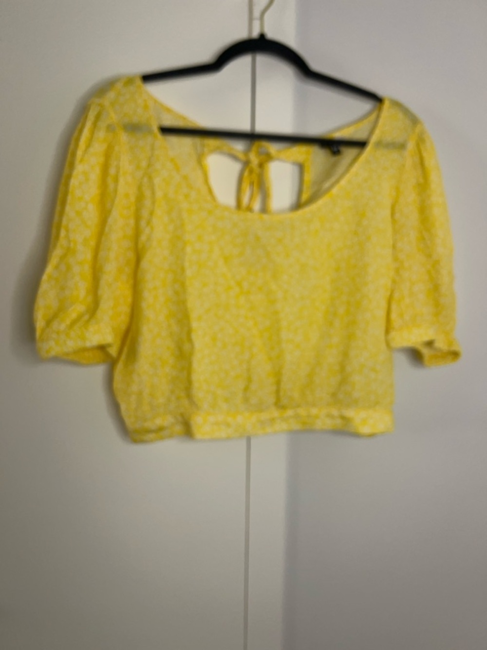 Yellow Tie-Back Crop Top - Women Size L